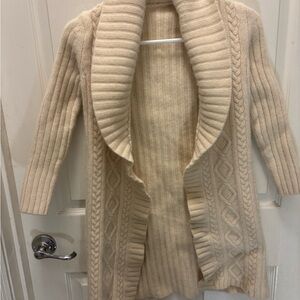 Vintage Wool & Angora Rabbit Cream Cable Knit Cardigan